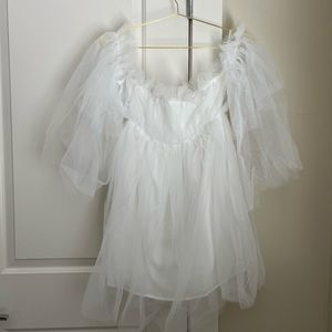 White Mesh Party Dress